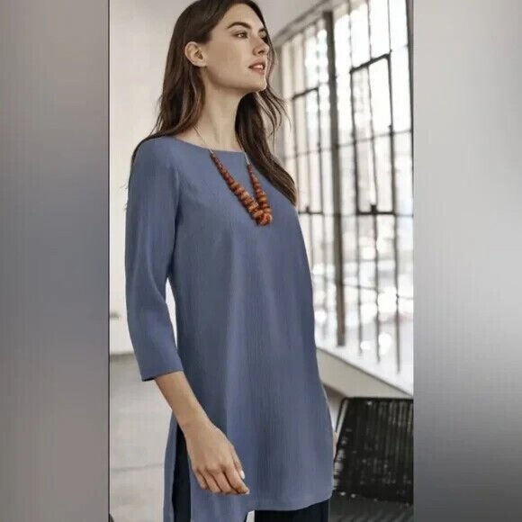 NWT J Jill Wearever Collection Easy Care Blue Moonlitsky Tunic Top Plus Size 4X - Picture 1 of 8
